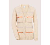 Strickjacke MADELEINE "Strickjacke Cardigan mit farbenfrohen Streifen", Damen, Gr. 36/38, beige (beige, multicolor), Modern, regular fit, Strickjacken Strickjacke (55286610-36) beige, multicolor