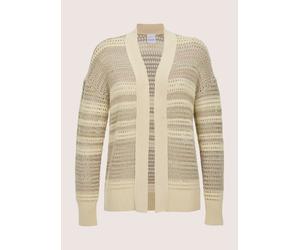 Strickjacke MADELEINE "Strickjacke Eleganter Ajour-Cardigan mit Glanzgarn", Damen, Gr. 34, weiß (wollweiß, berber, multicolor), Obermaterial: 85% Baumwolle CO. 12% Viskose CV. 3% metallisierte Fasern