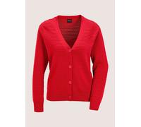 Strickjacke MADELEINE "Strickjacke Eleganter Cardigan mit V-Ausschnitt", Damen, Gr. 36/38, rot, Obermaterial: 100% Baumwolle CO., Modern, V-Ausschnitt, Strickjacken Strickjacke, Strukturstrick (841850