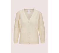 Strickjacke MADELEINE "Strickjacke Eleganter Feinstrick-Cardigan mit Plissee", Damen, Gr. 34, weiß (perlweiß), Obermaterial: 75% Viskose CV. 25% Polyester PES., Modern, figurumspielend, Strickjacken S