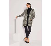 Strickjacke MADELEINE "Strickjacke Herbstcardigan mit grafischem Muster", Damen, Gr. 36/38, schwarz (caramel, schwarz), Obermaterial: 46% Polyamid PA. 38% Wolle WO. 16% Alpaka WP., Modern, figurumspie