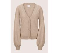 Strickjacke MADELEINE "Strickjacke Kaschmir-Cardigan mit Ballonärmeln", Damen, Gr. 36/38, beige (caramel), Obermaterial: 90% Schurwolle WV. 10% Kaschmir WS., Modern, normal, V-Ausschnitt, Strickjacken