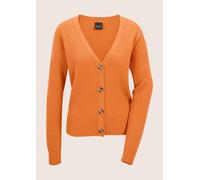 Strickjacke MADELEINE "Strickjacke Kaschmir Cardigan mit V-Ausschnitt", Damen, Gr. 48, orange (pastellorange), Obermaterial: 90% Schurwolle WV. 10% Kaschmir WS., Modern, normal, Strickjacken Strickjac