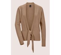 Strickjacke MADELEINE "Strickjacke Kaschmir-Strickjacke mit tiefem V-Ausschnitt und Bindeband", Damen, Gr. 40/42, beige (caramel), Obermaterial: 100% Kaschmir WS., Modern, normal, Strickjacken Strickj