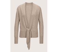 Strickjacke MADELEINE "Strickjacke Kaschmir-Strickjacke mit tiefem V-Ausschnitt und Bindeband", Damen, Gr. 36/38, beige (berber, melange), Obermaterial: 100% Kaschmir WS., Modern, normal, Strickjacken