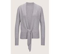 Strickjacke MADELEINE "Strickjacke Kaschmirstrickjacke mit V-Ausschnitt", Damen, Gr. 36/38, grau (steingrau, melange), Obermaterial: 100% Kaschmir WS., Modern, normal, V-Ausschnitt, Strickjacken Stric