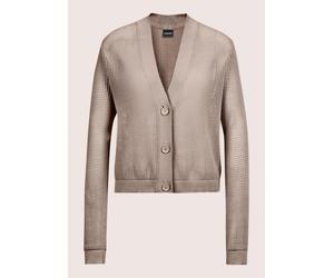 Strickjacke MADELEINE "Strickjacke Kurze Ajour-Strickjacke", Damen, Gr. 40/42, beige (berber), Obermaterial: 100% Baumwolle CO., Modern, normal, V-Ausschnitt, Strickjacken Strickjacke (65576200-40) be