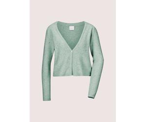 Strickjacke MADELEINE "Strickjacke Kurze Bolerojacke mit Glitzer", Damen, Gr. 48, silber (hellsalbeigrün, silberfarben), Obermaterial: 28% Alpaka WP. 28% Wolle WO. 24% Polyamid PA. 15% Polyester PES. 