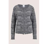 Strickjacke MADELEINE "Strickjacke Kurze Strickjacke in Tweed-Optik", Damen, Gr. 36/38, schwarz (schwarz, weiß), Obermaterial: 72% Viskose CV. 28% Polyester PES., Modern, normal, U-Boot-Ausschnitt, St