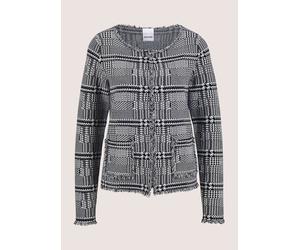 Strickjacke MADELEINE "Strickjacke Kurze Strickjacke in Tweed-Optik", Damen, Gr. 40/42, schwarz (schwarz, weiß), Obermaterial: 72% Viskose CV. 28% Polyester PES., Modern, normal, U-Boot-Ausschnitt, St