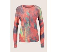 Strickjacke MADELEINE "Strickjacke Lässige Sommerjacke mit einzigartigem Druck", Damen, Gr. 36/38, orange (apricot, vanille, multicolor), Obermaterial: 85% Polyester PES. 15% Viskose CV., Modern, Stri