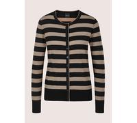 Strickjacke MADELEINE "Strickjacke Langarm Cardigan mit Streifen, Schurwolle", Damen, Gr. 34, schwarz (berber, schwarz), Obermaterial: 100% Schurwolle WV., Modern, figurbetont, Strickjacken Strickjack
