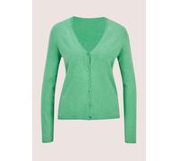 Strickjacke MADELEINE "Strickjacke Langarm Jacke im Feinstrick mit V-Ausschnitt", Damen, Gr. 44/46, grün (smaragd, melange), Obermaterial: 46% Modal CMD. 40% Polyacryl PAN. 14% Polyamid PA., Modern, V