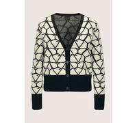 Strickjacke MADELEINE "Strickjacke Langarm Jacquard-Cardigan mit Kaschmir", Damen, Gr. 40/42, weiß (wollweiß, schwarz), Obermaterial: 90% Schurwolle WV. 10% Kaschmir WS., Modern, normal, V-Ausschnitt,