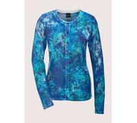 Strickjacke MADELEINE "Strickjacke Langarm Viskose-Jacke mit Knopfleiste", Damen, Gr. 34, blau (royalblau, türkisblau, multicolor), Obermaterial: 89% Viskose CV. 11% Polyamid PA., Modern, normal, Stri