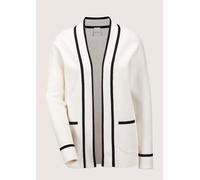 Strickjacke MADELEINE "Strickjacke Lange Strickjacke ohne Verschluss", Damen, Gr. 40/42, weiß (wollweiß, schwarz), Obermaterial: 55% Schurwolle WV. 45% Baumwolle CO., Modern, normal, Strickjacken Stri