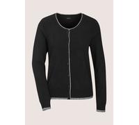 Strickjacke MADELEINE "Strickjacke Lockere Feinstrick-Jacke mit Kontrasten", Damen, Gr. 36/38, schwarz (schwarz, silberfarben), Obermaterial: 68% Viskose CV. 29% Polyamid PA. 3% metallisierte Fasern M