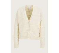 Strickjacke MADELEINE "Strickjacke Moderne Oversized-Jacke mit V-Ausschnitt", Damen, Gr. 44/46, weiß (wollweiß), Obermaterial: 100% Schurwolle WV., Modern, Strickjacken Strickjacke, Strickmuster (3519