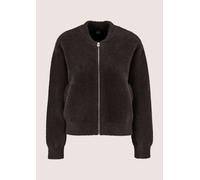 Strickjacke MADELEINE "Strickjacke Strickblouson im Teddyfell-Look", Damen, Gr. 44/46, braun (bleigrau), Modern, comfort fit, Strickjacken Strickjacke (19149840-44) bleigrau