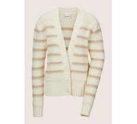 Strickjacke MADELEINE "Strickjacke Strickjacke in farbharmonischen Streifen", Damen, Gr. 36/38, weiß (wollweiß, berber, melange), Obermaterial: 48% Wolle WO. 38% Polyacryl PAN. 10% Alpaka WP. 4% Polya