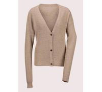 Strickjacke MADELEINE "Strickjacke Strickjacke mit Kaschmir", Damen, Gr. 40/42, weiß (caramel, wollweiß, melange), Obermaterial: 90% Schurwolle WV. 10% Kaschmir WS., Modern, normal, Strickjacken Stric