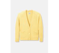 Strickjacke MADELEINE "Strickjacke Strickjacke mit Zopfmuster in angesagten Farben", Damen, Gr. 44/46, beige (vanille), Obermaterial: 35% Viskose CV. 30% Wolle WO. 25% Polyamid PA. 10% Kaschmir WS., M