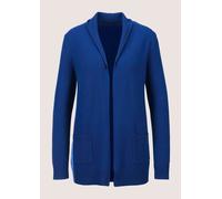 Strickjacke MADELEINE "Strickjacke Verkürzte Schurwolljacke mit Stehkragen", Damen, Gr. 44/46, blau (royalblau), Obermaterial: 100% Schurwolle WV., Modern, normal, Strickjacken Strickjacke, verschluss