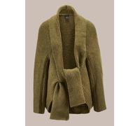 Strickjacke MADELEINE "Strickmantel Strickmantel", Damen, Gr. 36/38, grün (fango, melange), Obermaterial: 50% Polyacryl PAN. 40% Polyester PES. 10% Wolle WO., Modern, weit, Strickjacken Strickjacke (4