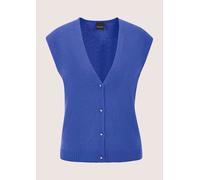 Strickjacke MADELEINE "Strickweste Schurwoll-Kaschmir-Weste mit V-Ausschnitt", Damen, Gr. 44, blau (azurblau), Obermaterial: 90% Schurwolle WV. 10% Kaschmir WS., Strickjacken Strickjacke (95248812-44)