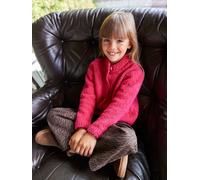 Strickjacke Mädchen, Bouclé-Strick, Rundhalsausschnitt fuchsia Gr. 110 von vertbaudet