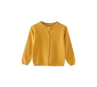 Strickjacke Mädchen Junge Langarm mit Knöpfen Pullover Cardigan Leichter Basic Fleece Strickpullover Einfarbige Rundhals Schuluniform Warme Gestrickte Jacke (Light Yellow, 18-24 Months)