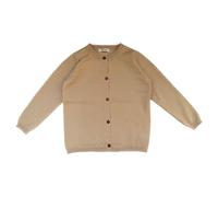 Strickjacke Mädchen Junge Langarm mit Knöpfen Pullover Cardigan Leichter Basic Fleece Strickpullover Einfarbige Rundhals Schuluniform Warme Gestrickte Jacke (Khaki, 6-12 Months)