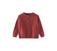Strickjacke Mädchen Junge Langarm mit Knöpfen Pullover Cardigan Leichter Basic Fleece Strickpullover Einfarbige Rundhals Schuluniform Warme Gestrickte Jacke (Brick Red, 18-24 Months)