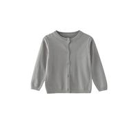 Strickjacke Mädchen Junge Langarm mit Knöpfen Pullover Cardigan Leichter Basic Fleece Strickpullover Einfarbige Rundhals Schuluniform Warme Gestrickte Jacke (Dark Gray, 6-12 Months)