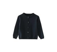 Strickjacke Mädchen Junge Langarm mit Knöpfen Pullover Cardigan Leichter Basic Fleece Strickpullover Einfarbige Rundhals Schuluniform Warme Gestrickte Jacke (Navy, 7-8 Years)