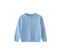 Strickjacke Mädchen Junge Langarm mit Knöpfen Pullover Cardigan Leichter Basic Fleece Strickpullover Einfarbige Rundhals Schuluniform Warme Gestrickte Jacke (Sky Blue, 9-10 Years)