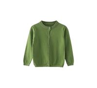 Strickjacke Mädchen Junge Langarm mit Knöpfen Pullover Cardigan Leichter Basic Fleece Strickpullover Einfarbige Rundhals Schuluniform Warme Gestrickte Jacke (Green, 7-8 Years)