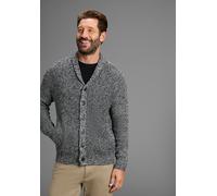 Strickjacke MAN'S WORLD "Mit Knopfleiste und Taschen", Herren, Gr. L (52/54), schwarz melange, Strick, Obermaterial: 50% Baumwolle, 50% Polyacryl, meliert, regular fit, V-Ausschnitt, Rippbündchen, Str