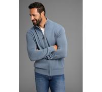 Strickjacke MAN'S WORLD "neue Farben", Herren, Gr. XL (56/58), blau (blaugrau), Strick, Obermaterial: 50% Baumwolle, 50% Polyacryl, unifarben, Basic, regular fit, ohne Ausschnitt, Rippstrickbündchen,