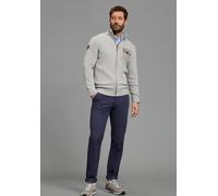Strickjacke MAN'S WORLD "Neue Kollektion Highlight mit Tasche und Badge", Herren, Gr. XL (56/58), hellgrau meliert, Strick, Obermaterial: 100% Baumwolle, meliert, regular fit normal, Strickbündchen, S