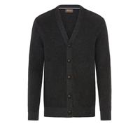 Strickjacke MAN'S WORLD "Neue Kollektion Highlight Rippenqualität", Herren, Gr. S (44/46), anthrazit melange, Strick, Obermaterial: 50% Baumwolle, 50% Polyacryl, meliert, regular fit normal, V-Ausschn