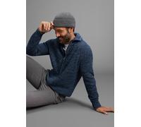 Strickjacke MAN'S WORLD "Neue Kollektion Mit Stehkragen & Reißverschluss", Herren, Gr. L (52/54), blau melange, Strick, Obermaterial: 50% Baumwolle, 50% Polyacryl, meliert, regular fit, Rippbündchen,