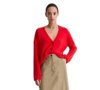 Strickjacke MARC O'POLO "oversized aus flauschiger Lambswool", Damen, Gr. L, bright rot, Strick, Obermaterial: 80% Schurwolle, 20% Kaschmir, oversize, tiefer V-Ausschnitt, Rollkante, Strickjacken Stri