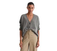 Strickjacke MARC O'POLO "oversized aus flauschiger Lambswool", Damen, Gr. L, warm granite melange, Strick, Obermaterial: 80% Schurwolle, 20% Kaschmir, oversize, tiefer V-Ausschnitt, Rollkante, Strickj