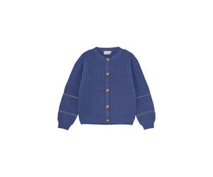 Strickjacke MINYMO "Strickjacke MICardigan Knit", Mädchen, Gr. 104, blau (true blau), Obermaterial: 97% Baumwolle CO. 3% metallisierte Fasern MTF., Strickjacken Strickjacke (68574338-104) true blau
