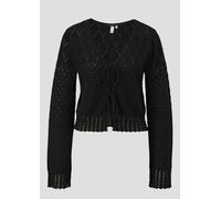 Strickjacke mit Ajourmuster und Bindedetail S schwarz 2170536.9999.S