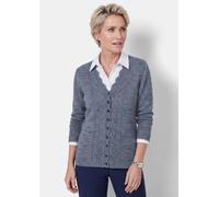 Strickjacke mit filigranen Ajourdetails blau 40