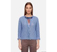 Strickjacke BETTY BARCLAY "Damen mit Fransen", Damen, Gr. 38, blau (patch blau, blau), Strick, Obermaterial: 84% Polyacryl, 16% Polyamid, lässig geschnitten normal, Rundhals, Strickjacken Strickjacke