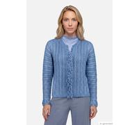 Strickjacke BETTY BARCLAY "Damen mit Fransen", Damen, Gr. 40, blau (patch blau, blau), Strick, Obermaterial: 84% Polyacryl, 16% Polyamid, lässig geschnitten normal, Rundhals, Strickjacken Strickjacke