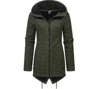 Kapuzenstrickjacke RAGWEAR "Wingi Melange", Damen, Gr. L (40), grün (olivgrün), Strick, Obermaterial: 56% Baumwolle, 44% Polyester. Innenfutter: 100% Polyester, figurumspielend ca. Mitte Oberschenkel,